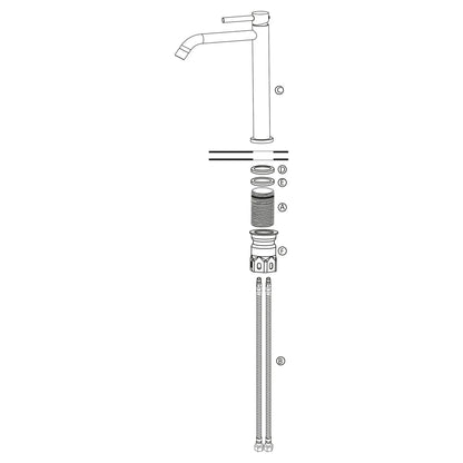 SaniSupreme Memphis keramische wastafel kraan opbouw hoog model gebogen uitloop chroom