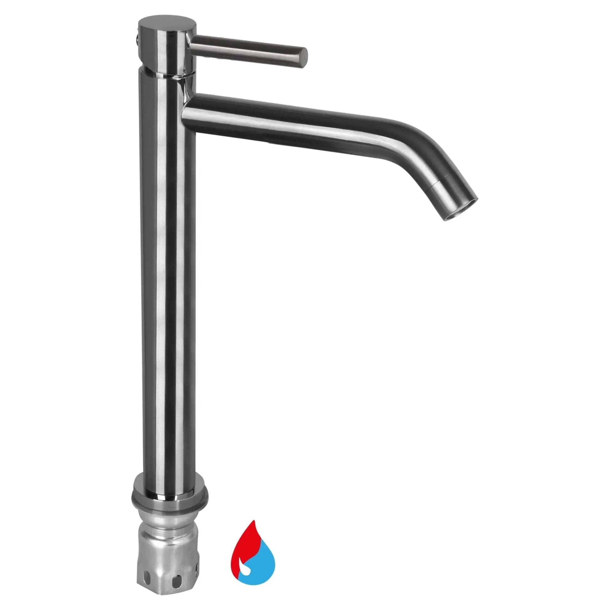 SaniSupreme Memphis keramische wastafel kraan opbouw hoog model gebogen uitloop Gunmetal