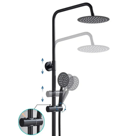 SaniSupreme Miami opbouw bad doucheset 3 weg met baduitloop 20 cm. regendouche mat zwart rond