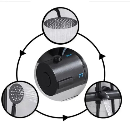SaniSupreme Miami opbouw bad doucheset 3 weg met baduitloop 20 cm. regendouche mat zwart rond