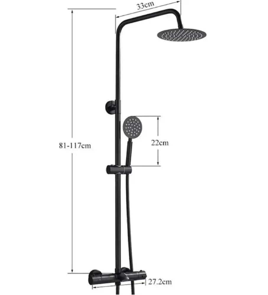 SaniSupreme Miami opbouw bad doucheset 3 weg met baduitloop 20 cm. regendouche mat zwart rond