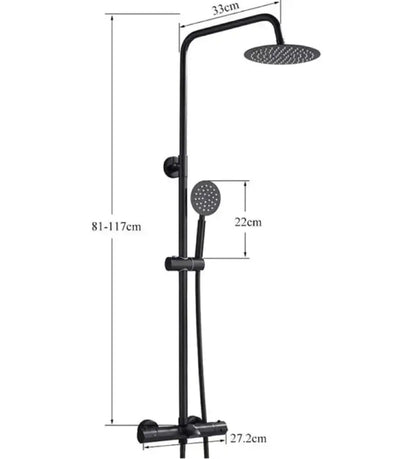 SaniSupreme Miami opbouw bad doucheset 3 weg met baduitloop 20 cm. regendouche mat zwart rond