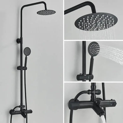 SaniSupreme Miami opbouw bad doucheset 3 weg met baduitloop 20 cm. regendouche mat zwart rond