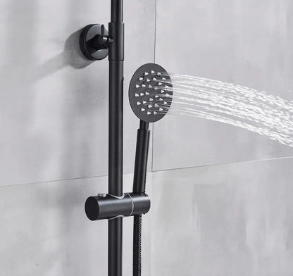 SaniSupreme Miami opbouw bad doucheset 3 weg met baduitloop 20 cm. regendouche mat zwart rond