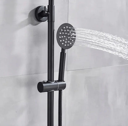 SaniSupreme Miami opbouw bad doucheset 3 weg met baduitloop 20 cm. regendouche mat zwart rond