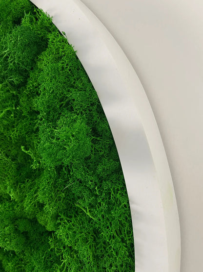 SaniSupreme Mosschilderij mosdecoratie rond witte kunsstof rand 53 cm. doorsnede