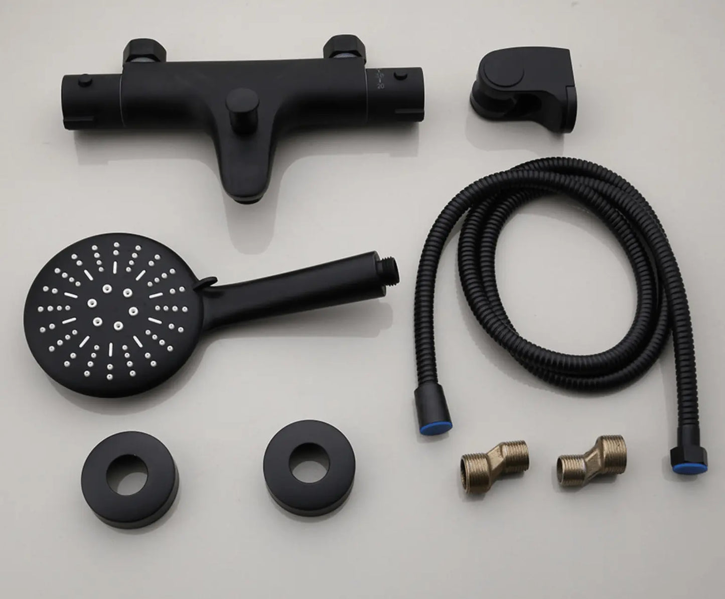 SaniSupreme opbouw bad doucheset met handdouche 5 inch incl. mengkraan mat zwart rond