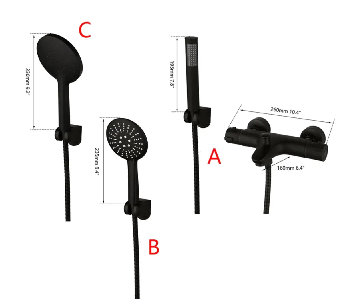 SaniSupreme opbouw bad doucheset met handdouche 5 inch incl. mengkraan mat zwart rond