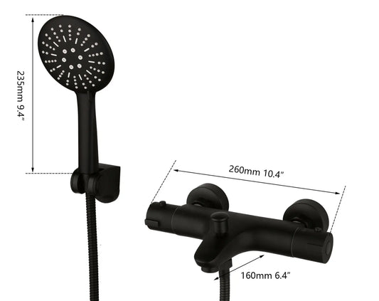 SaniSupreme opbouw bad doucheset met handdouche 5 inch incl. mengkraan mat zwart rond