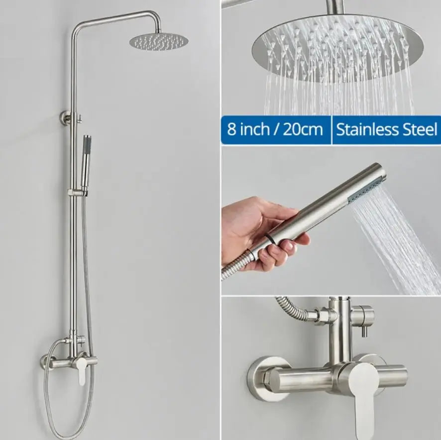 SaniSupreme Orlando opbouw bad doucheset 8 inch regendouche Stainless Steel rond