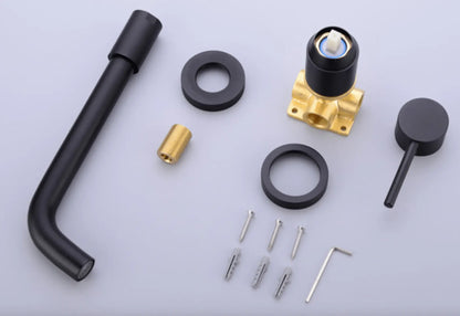 Sanisupreme Palermo Wastafel kraan inbouw 21 cm. met bedieningshandel mat zwart