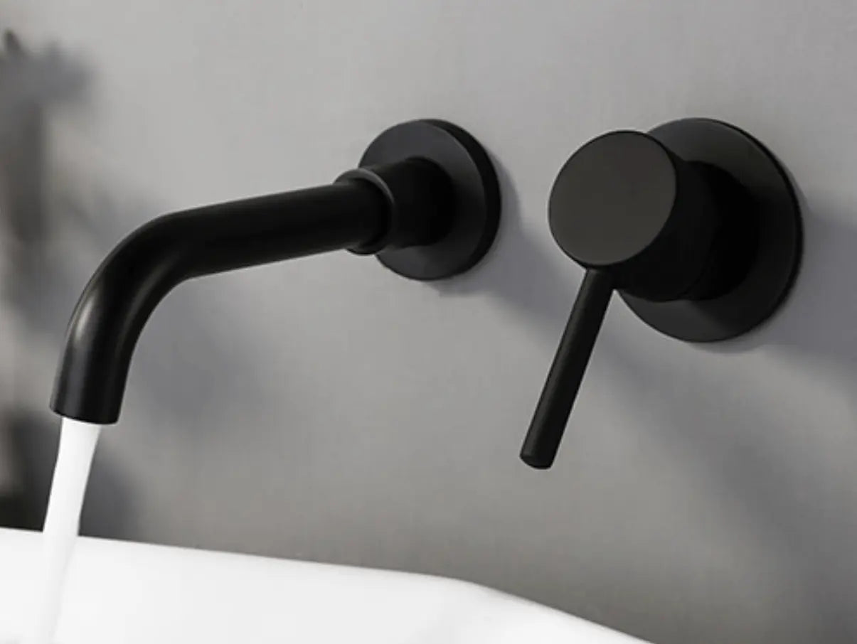 Sanisupreme Palermo Wastafel kraan inbouw 21 cm. met bedieningshandel mat zwart