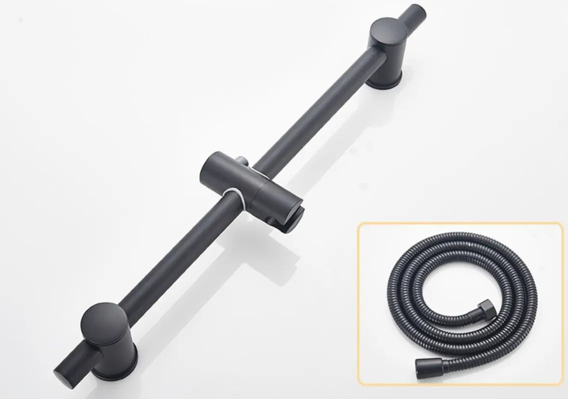 SaniSupreme Peru doucheset opbouw badmengkraan 2 weg smal met ronde handdouche en wandstang mat zwart