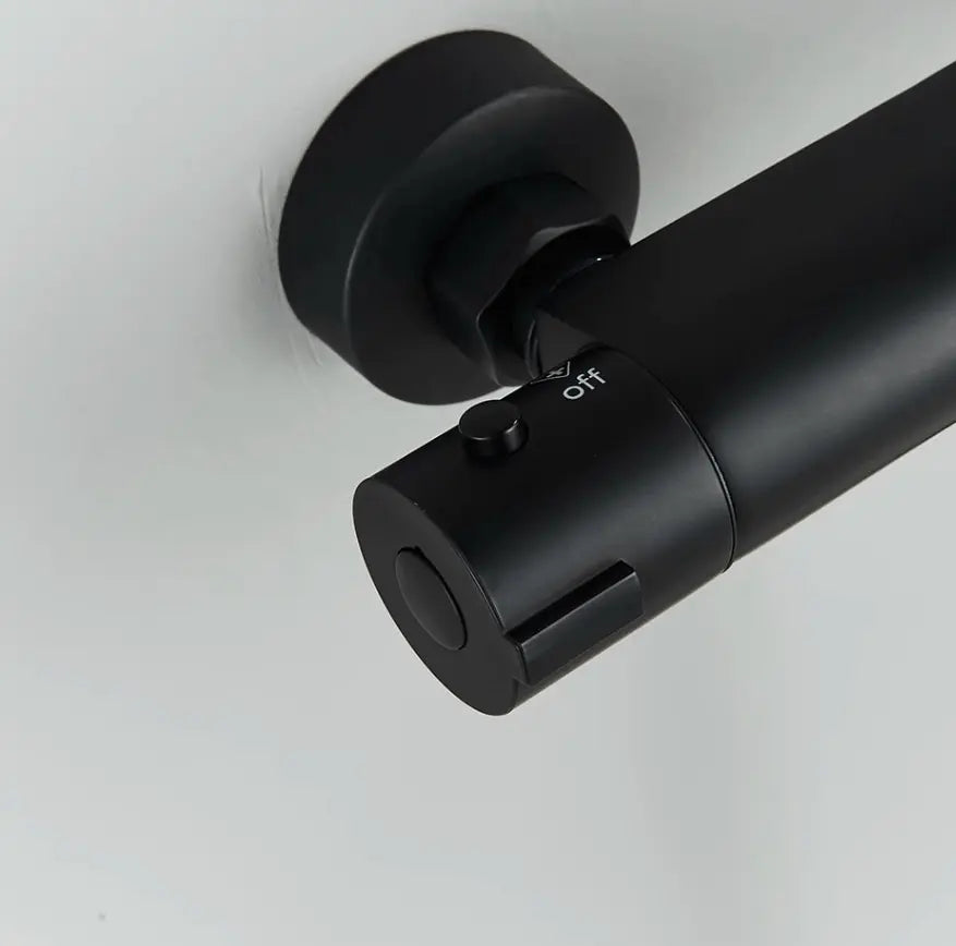 SaniSupreme Peru doucheset opbouw badmengkraan 2 weg smal met ronde handdouche en wandstang mat zwart