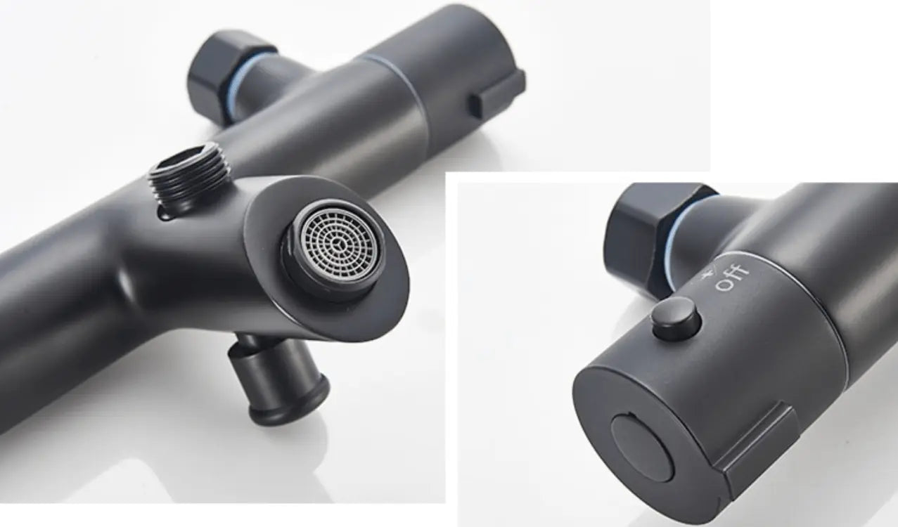 SaniSupreme Peru doucheset opbouw badmengkraan 2 weg smal met ronde handdouche en wandstang mat zwart