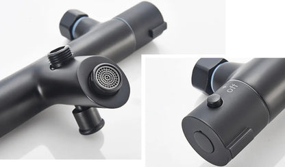 SaniSupreme Peru doucheset opbouw badmengkraan 2 weg smal met ronde handdouche en wandstang mat zwart