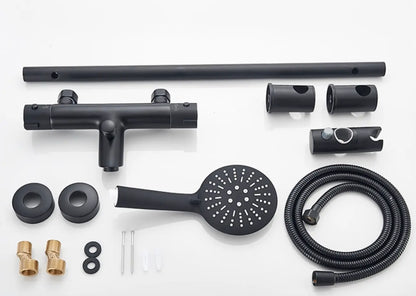 SaniSupreme Peru doucheset opbouw badmengkraan 2 weg smal met ronde handdouche en wandstang mat zwart