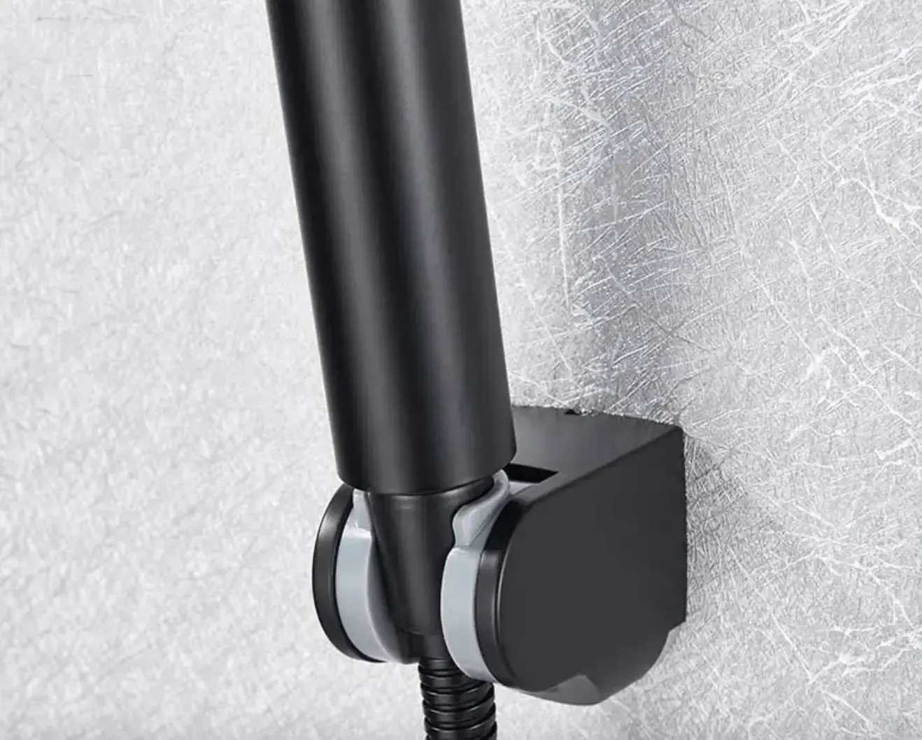 SaniSupreme Peru doucheset opbouw mengkraan 2 weg smal met staaf handdouche mat zwart