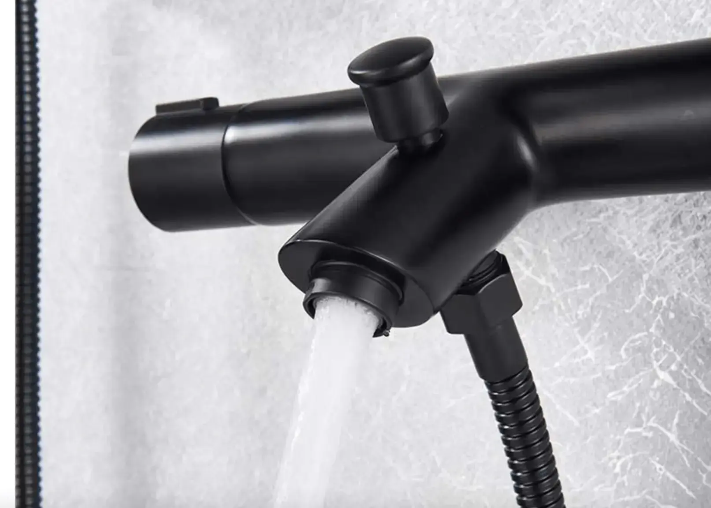 SaniSupreme Peru doucheset opbouw mengkraan 2 weg smal met staaf handdouche mat zwart