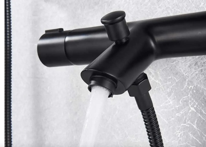 SaniSupreme Peru doucheset opbouw mengkraan 2 weg smal met staaf handdouche mat zwart