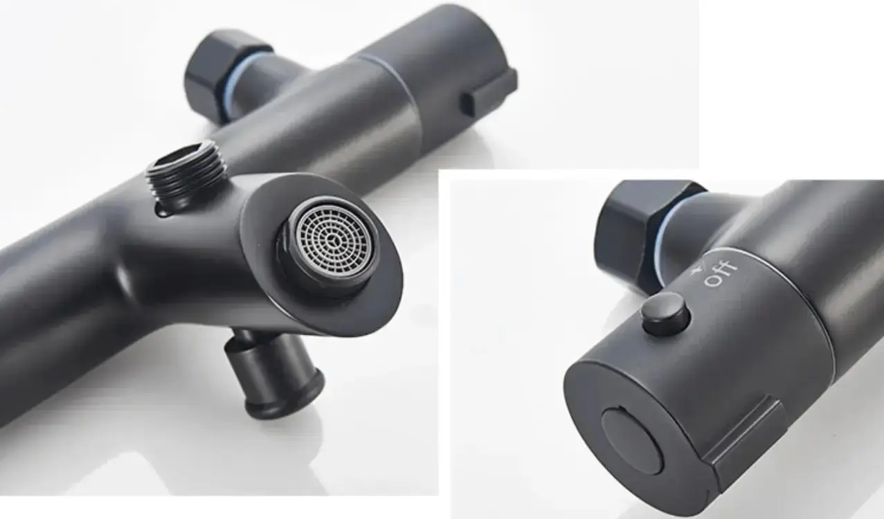 SaniSupreme Peru doucheset opbouw mengkraan 2 weg smal met staaf handdouche mat zwart