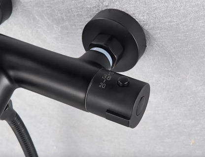 SaniSupreme Peru doucheset opbouw mengkraan 2 weg smal met staaf handdouche mat zwart