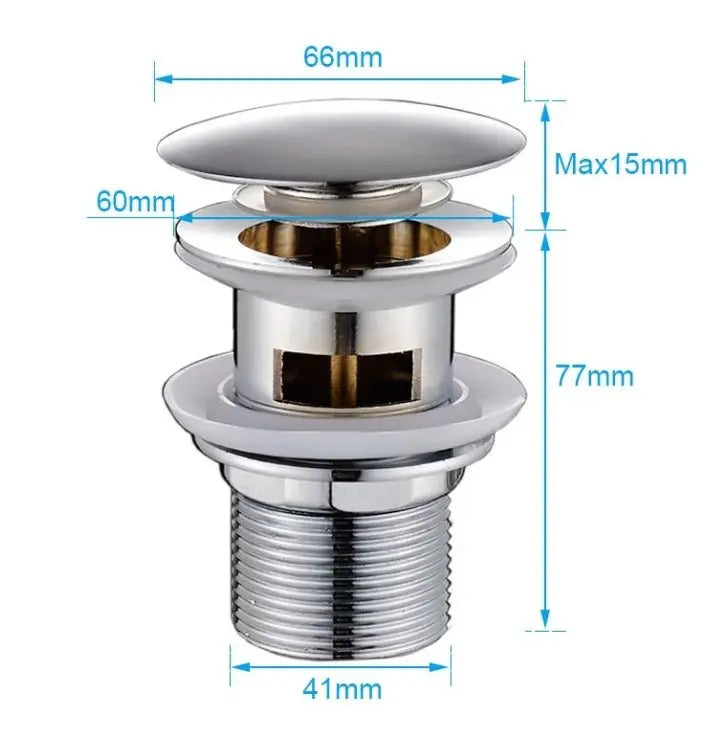 SaniSupreme Premium afvoerplug Chroom Wastafelplug Afvoerplug Clickwaste Afsluitbaar