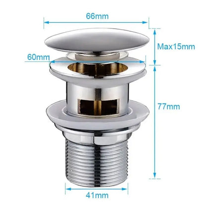 SaniSupreme Premium afvoerplug Chroom Wastafelplug Afvoerplug Clickwaste Afsluitbaar
