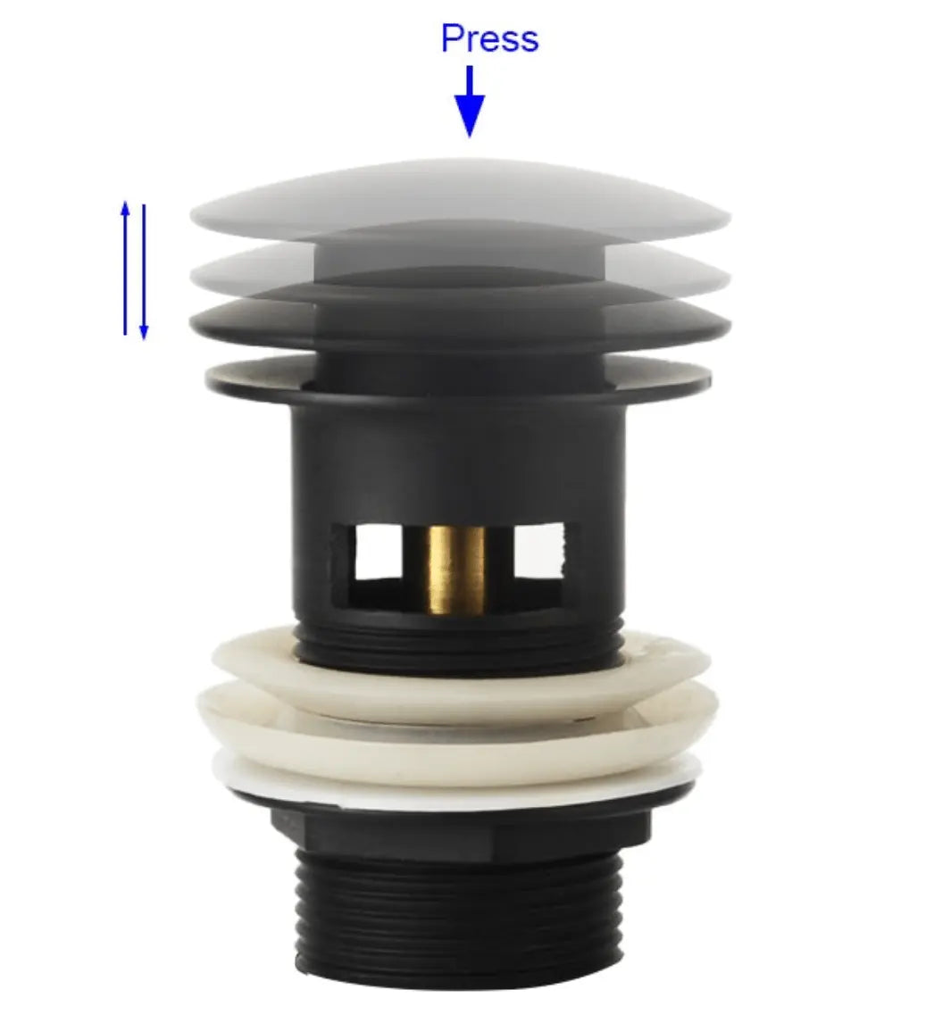 SaniSupreme Premium afvoerplug Mat Zwart Wastafelplug Afvoerplug Clickwaste Afsluitbaar