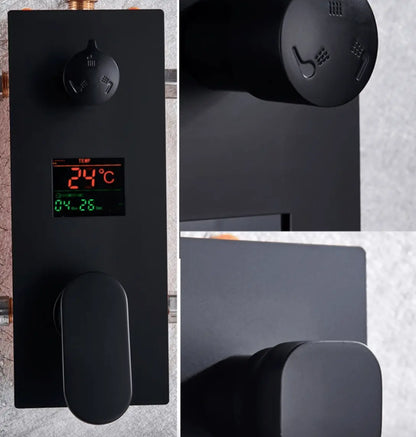 SaniSupreme Promobundel Inbouw Doucheset Manhattan Premium de Luxe LCD 10 inch regendouche vierkant 3 - weg zwart