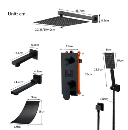 SaniSupreme Promobundel Inbouw Doucheset Manhattan Premium de Luxe LCD 10 inch regendouche vierkant 3 - weg zwart