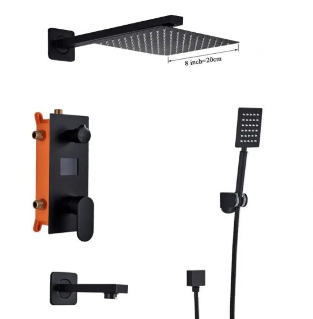 SaniSupreme Promobundel Inbouw Doucheset Manhattan Premium de Luxe LCD 10 inch regendouche vierkant 3 - weg zwart