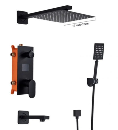 SaniSupreme Promobundel Inbouw Doucheset Manhattan Premium de Luxe LCD 10 inch regendouche vierkant 3 - weg zwart