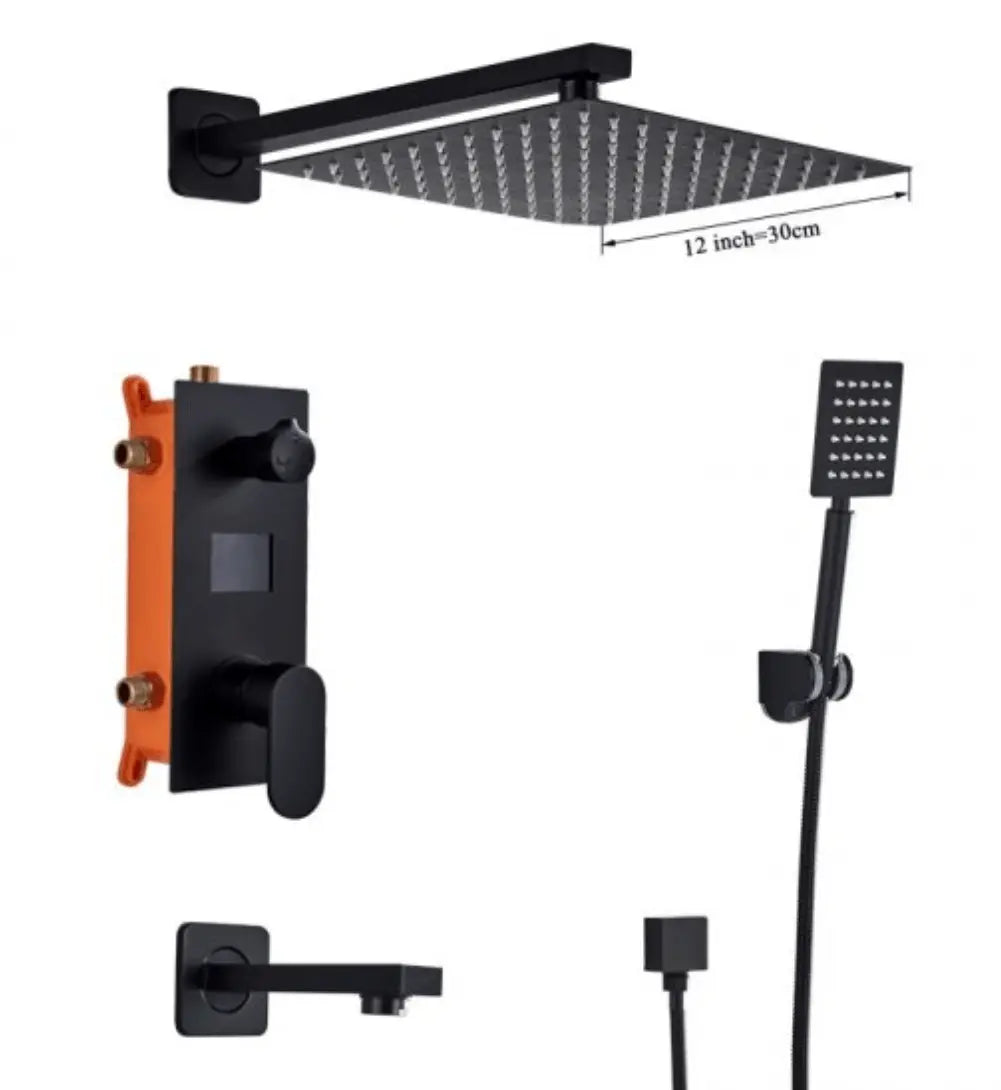SaniSupreme Promobundel Inbouw Doucheset Manhattan Premium de Luxe LCD 10 inch regendouche vierkant 3 - weg zwart