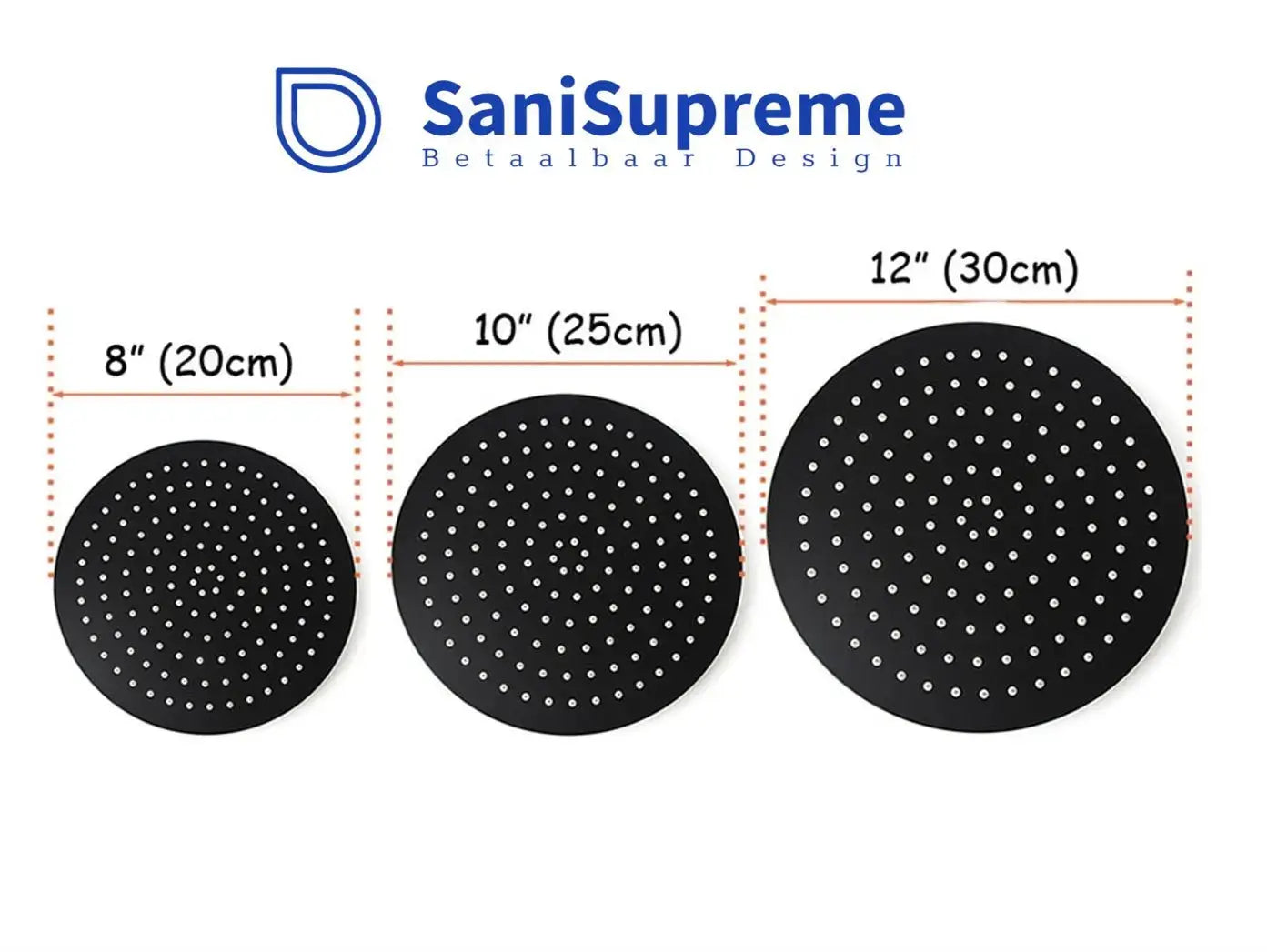 SaniSupreme® Regendouche douchekop 40 cm rond mat zwart