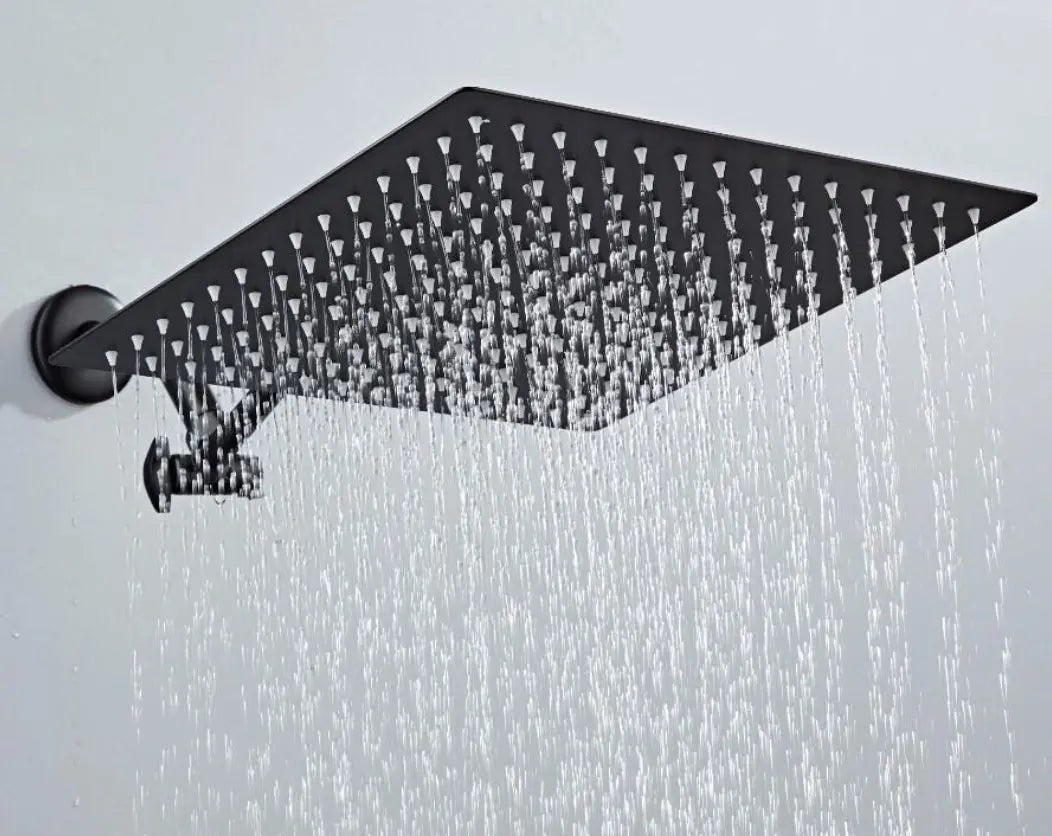 SaniSupreme Regendouche kop Hoofddouche mat zwart vierkant 25 cm 10 inch