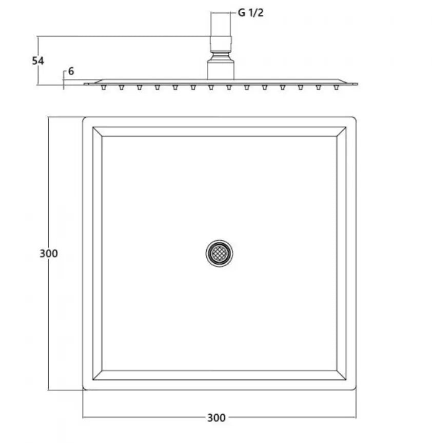 SaniSupreme Regendouche kop Plafond mat zwart vierkant 50 cm 20 inch