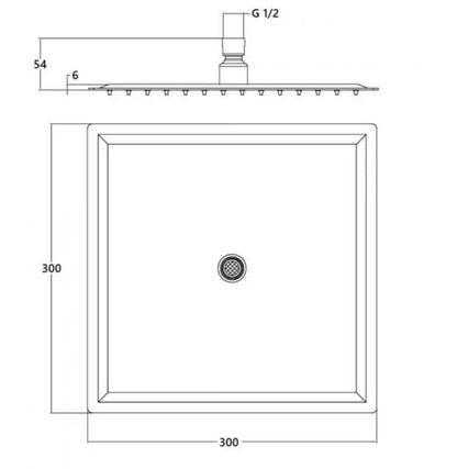 SaniSupreme Regendouche kop Plafond mat zwart vierkant 50 cm 20 inch