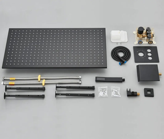 SaniSupreme® SmartPulse Plafond Regendouche Plateau Alicante 40x80 cm mat zwart