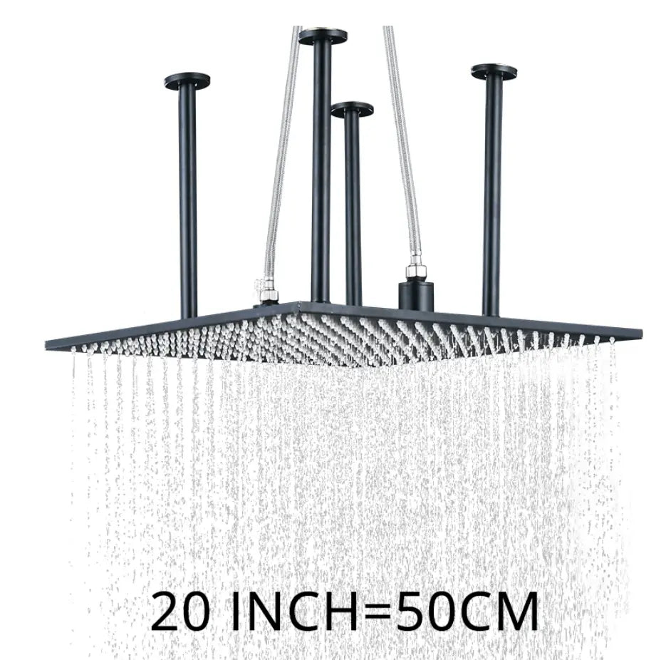 SaniSupreme® SmartPulse Plafond Regendouche Plateau Alicante 50 cm vierkant mat zwart