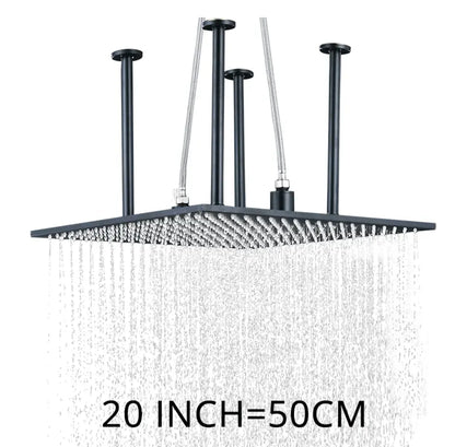 SaniSupreme® SmartPulse Plafond Regendouche Plateau Alicante 50 cm vierkant mat zwart