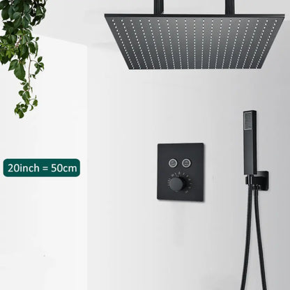 SaniSupreme® SmartPulse Plafond Regendouche Plateau Alicante 50 cm vierkant mat zwart