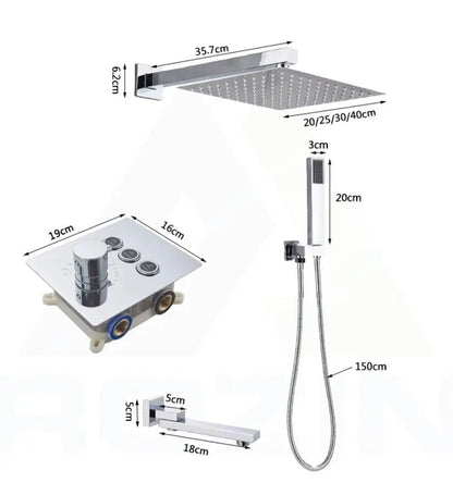 SaniSupreme® SmartPulse Wand Thermostatische Doucheset Alicante 3 weg 25 cm regendouche vierkant chroom glans