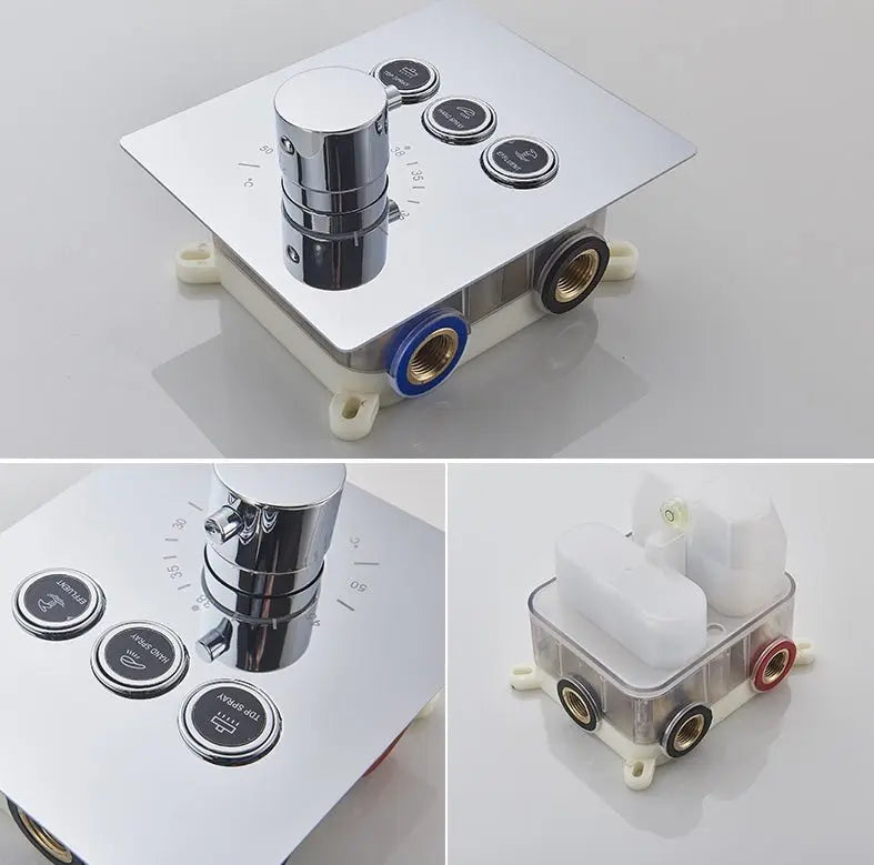 SaniSupreme® SmartPulse Wand Thermostatische Doucheset Alicante 3 weg 25 cm regendouche vierkant chroom glans