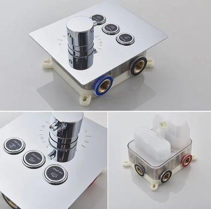 SaniSupreme® SmartPulse Wand Thermostatische Doucheset Alicante 3 weg 30 cm regendouche vierkant chroom glans