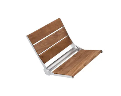 SaniSupreme Teak / RVS Badkamer Wandstoeltje (Shower Seat) inklapbaar