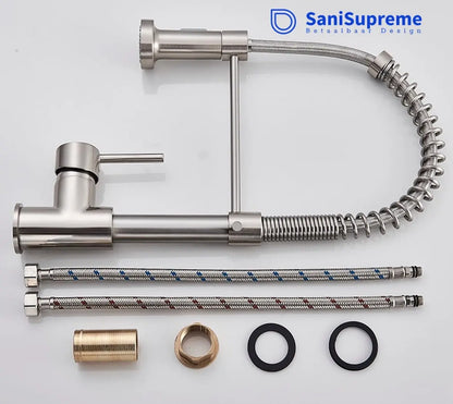 SaniSupreme thermostatische keukenkraan Bologna gebogen met veer Chroom