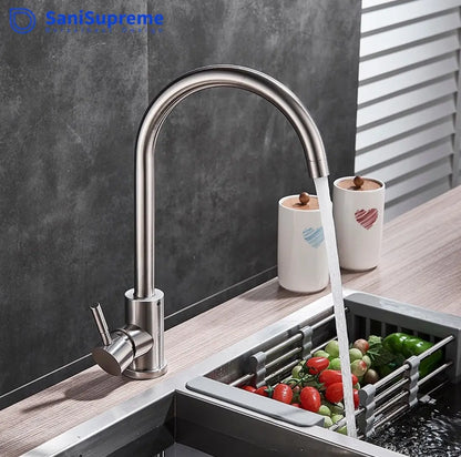 SaniSupreme thermostatische keukenkraan Bologna gebogen RVS / chroom nikkel 36,5 cm