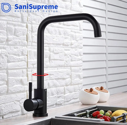 SaniSupreme thermostatische keukenkraan Bologna recht mat zwart