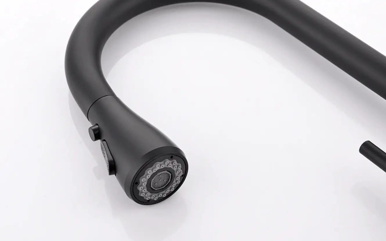 SaniSupreme thermostatische keukenkraan LED uittrekbaar Nordica Series zwart brede uitloop